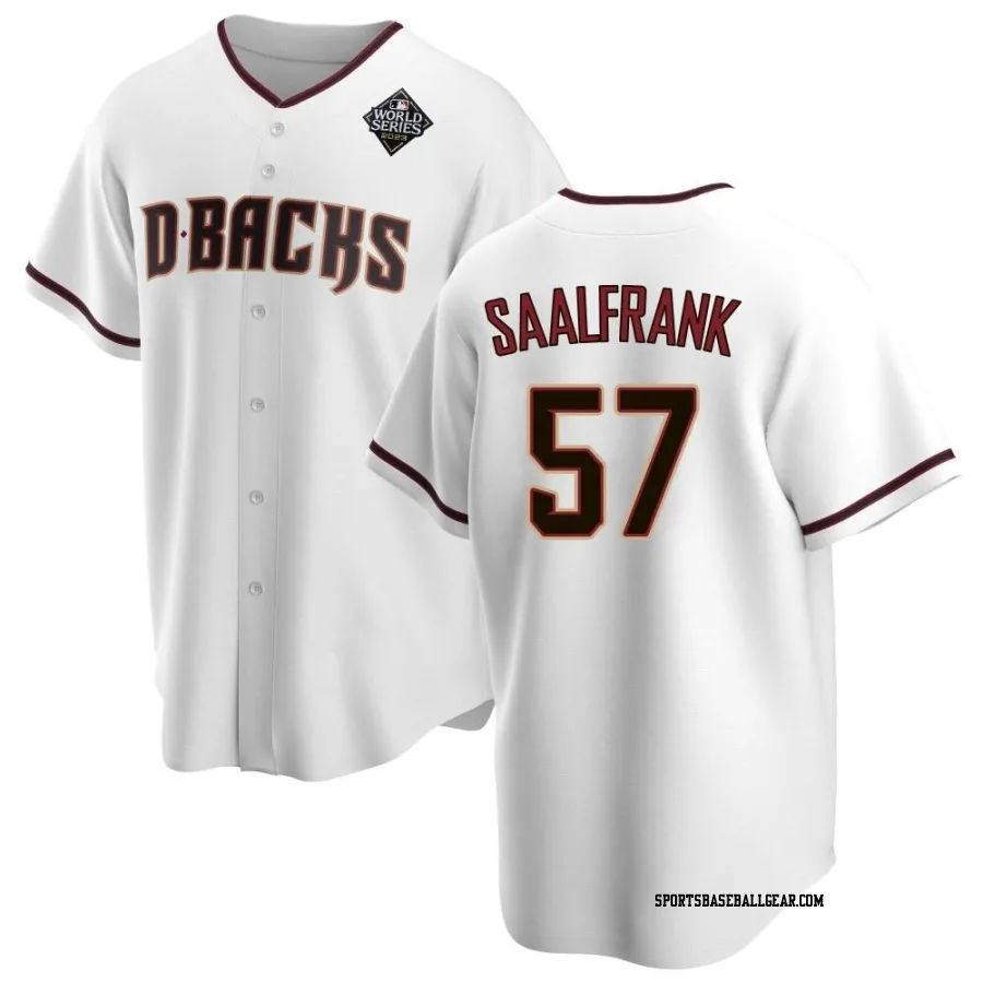 Andrew Saalfrank Youth Arizona Diamondbacks White Replica Home 2023 World Series Jersey