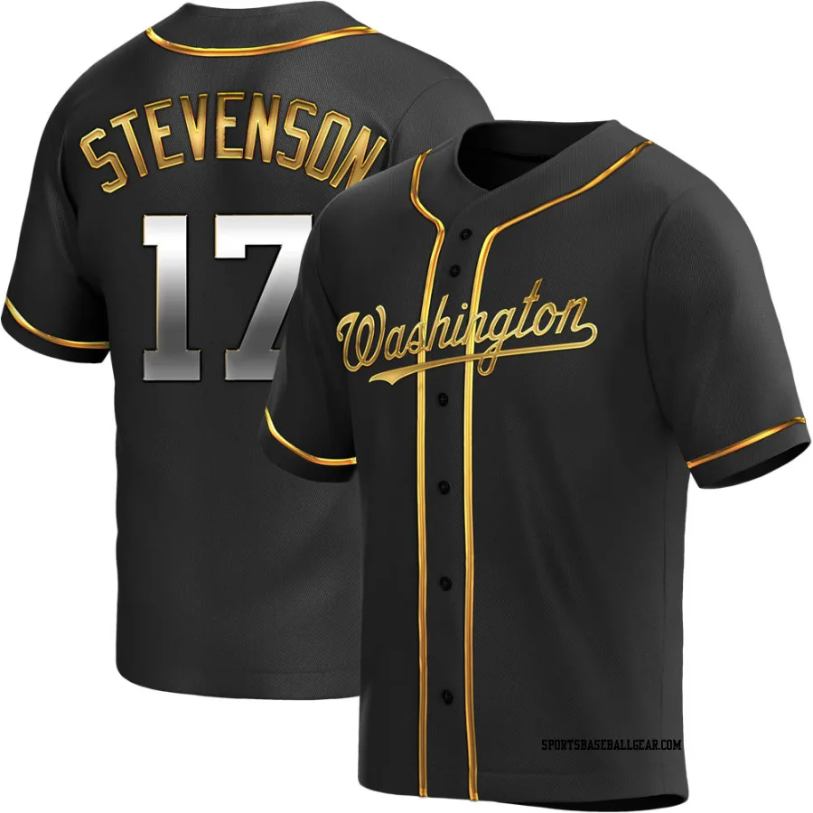 Andrew Stevenson Men's Washington Nationals Black Golden Replica Alternate Jersey