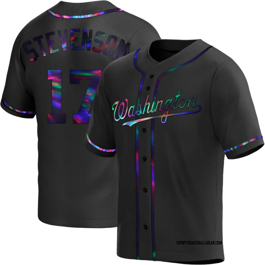 Andrew Stevenson Men's Washington Nationals Black Holographic Replica Alternate Jersey