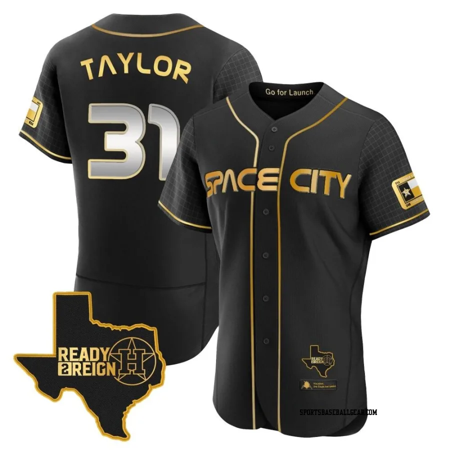 Andrew Taylor Men's Houston Astros Black/Gold Authentic 2023 Space City Ready 2 Reign Flex Base Jersey