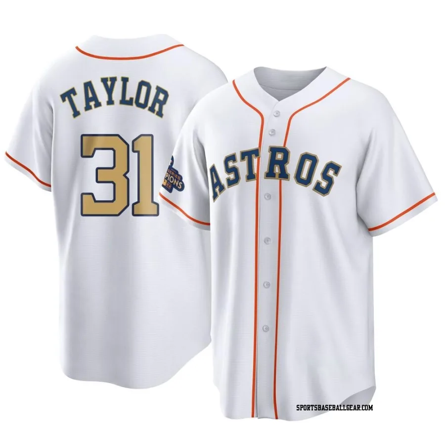 Andrew Taylor Men's Houston Astros Gold Replica White 2023 Collection Jersey