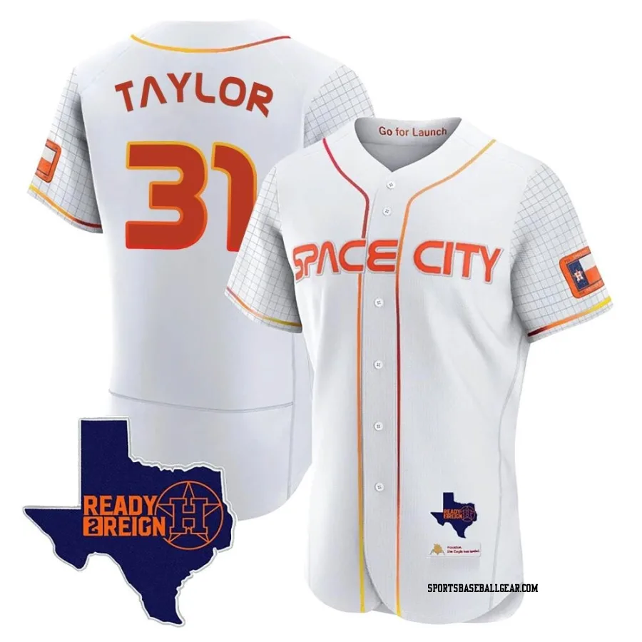 Andrew Taylor Men's Houston Astros White Authentic 2023 Space City Ready 2 Reign Flex Base Jersey