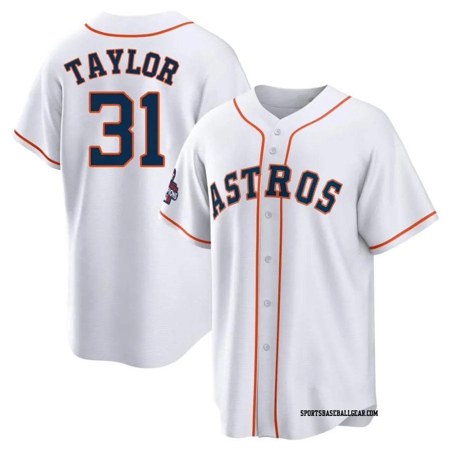 Andrew Taylor Men's Houston Astros White Replica 2022 World Series Champions Home Jersey