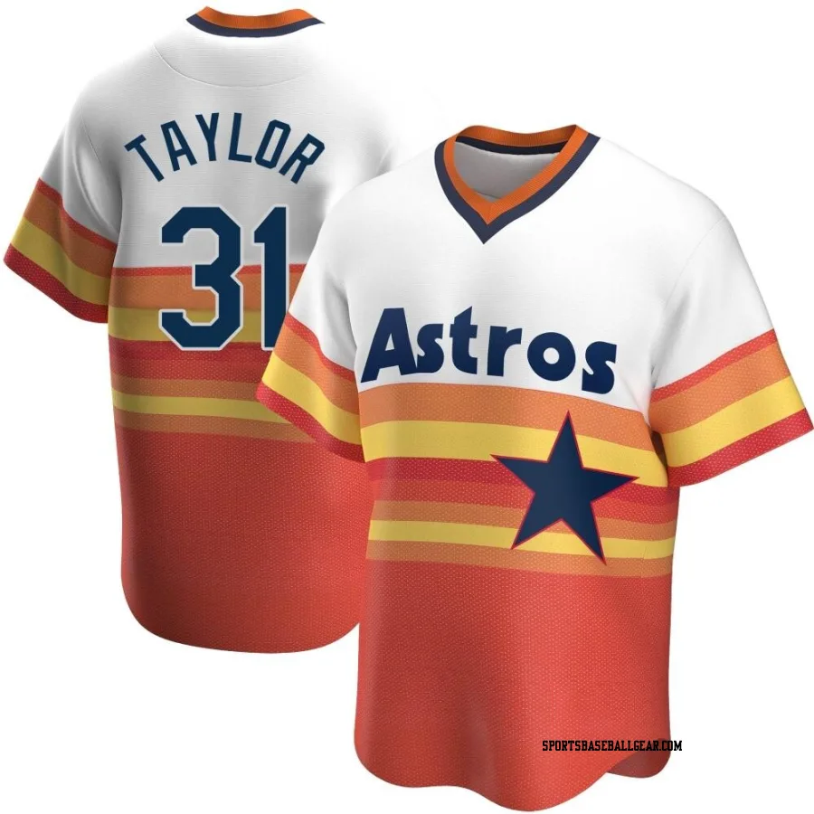 Andrew Taylor Men's Houston Astros White Replica Home Cooperstown Collection Jersey