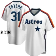 Andrew Taylor Men's Houston Astros White Replica Home Cooperstown Collection Team Jersey