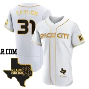 Andrew Taylor Men's Houston Astros White/Gold Authentic 2023 Space City Ready 2 Reign Flex Base Jersey