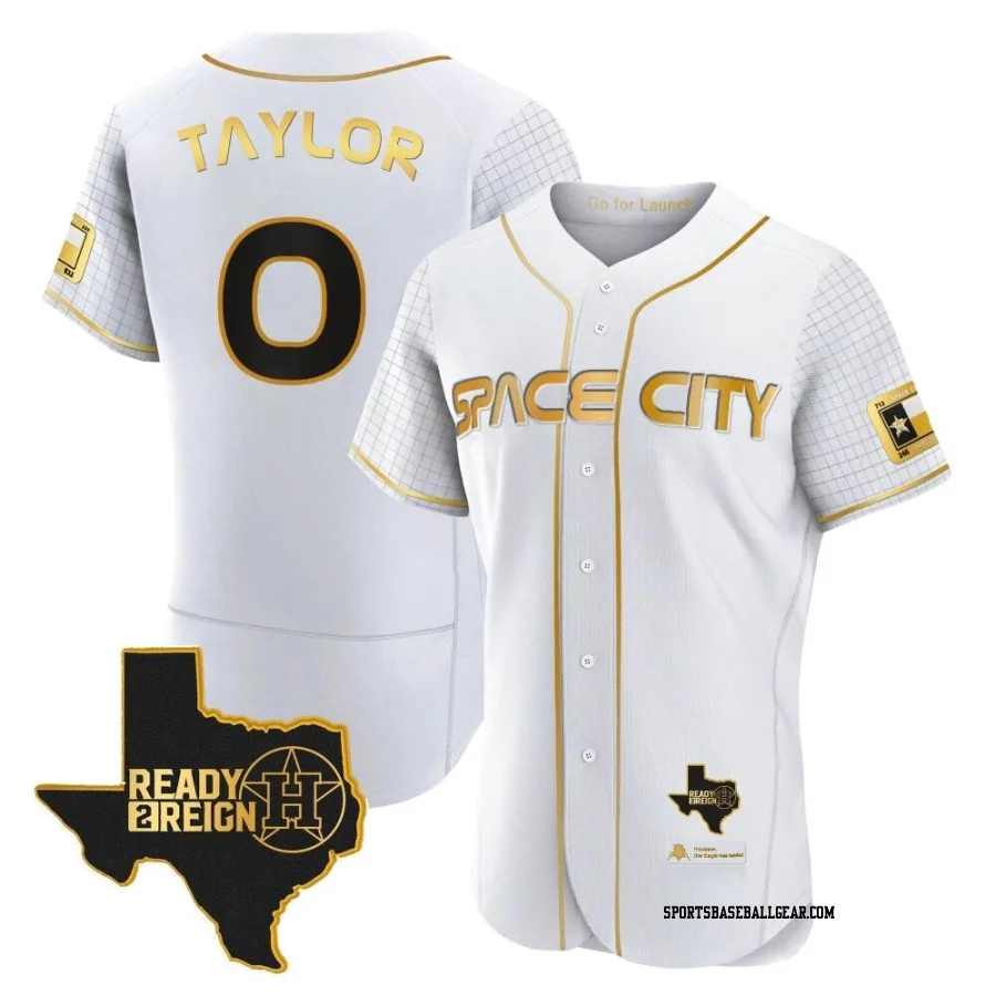 Andrew Taylor Men's Houston Astros White/Gold Authentic 2023 Space City Ready 2 Reign Flex Base Jersey