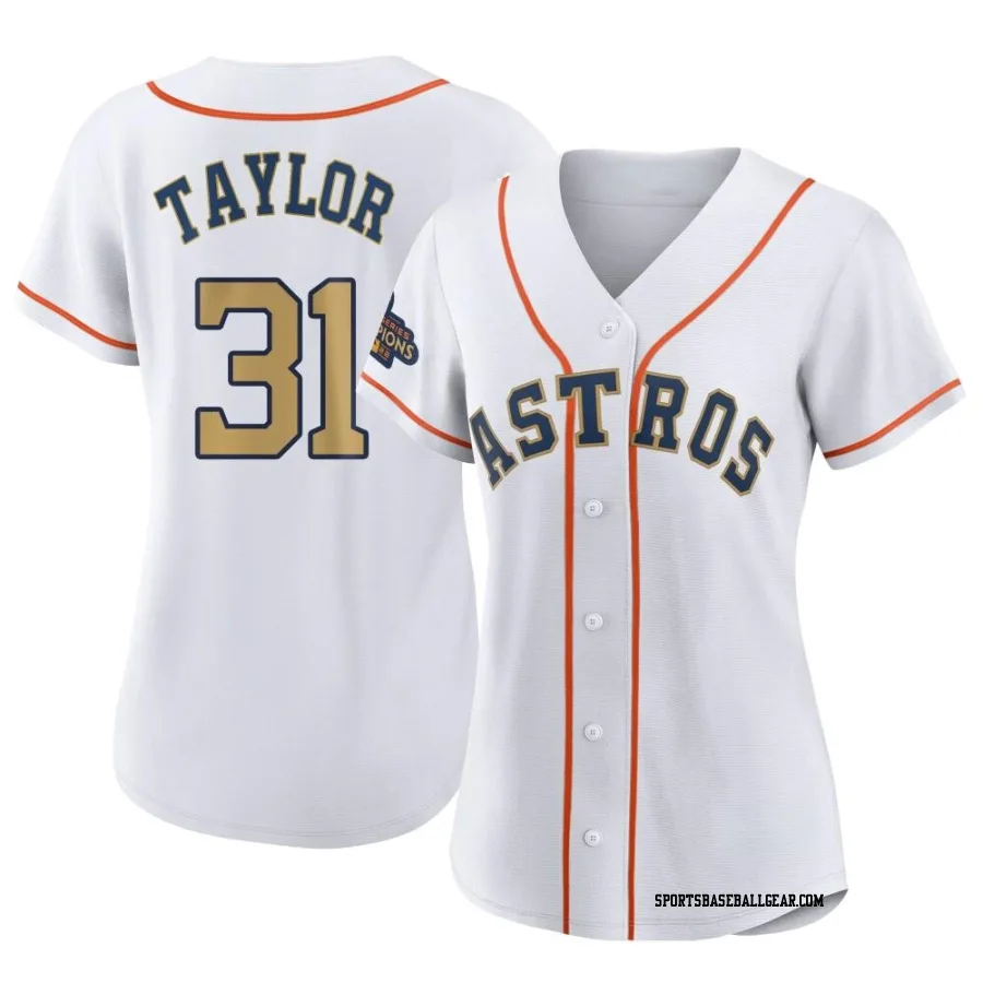 Andrew Taylor Women's Houston Astros Gold Replica White 2023 Collection Jersey