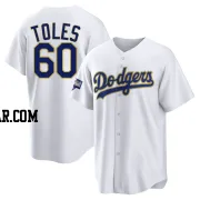 Andrew Toles Men's Los Angeles Dodgers White/Gold Replica 2021 Gold Program Player Jersey