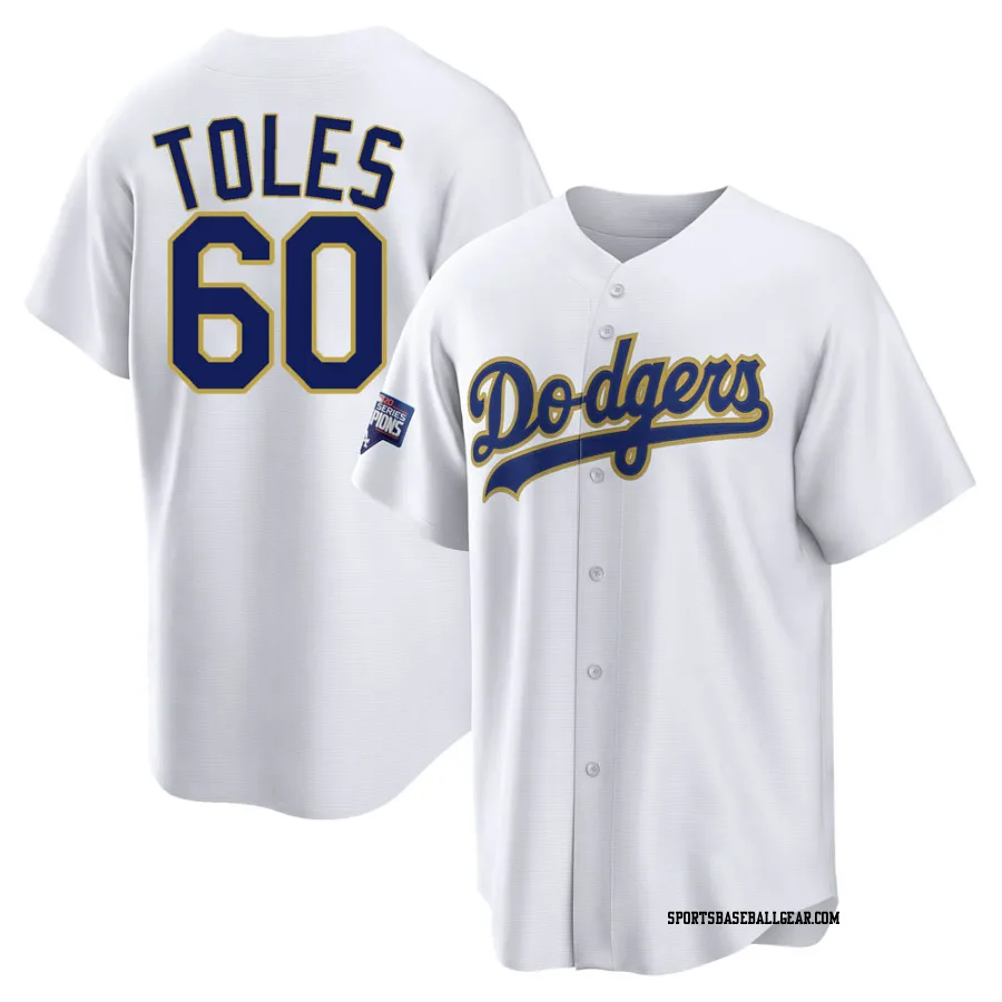 Andrew Toles Men's Los Angeles Dodgers White/Gold Replica 2021 Gold Program Player Jersey