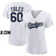 Andrew Toles Women's Los Angeles Dodgers White/Gold Authentic 2021 Gold Program Player Jersey