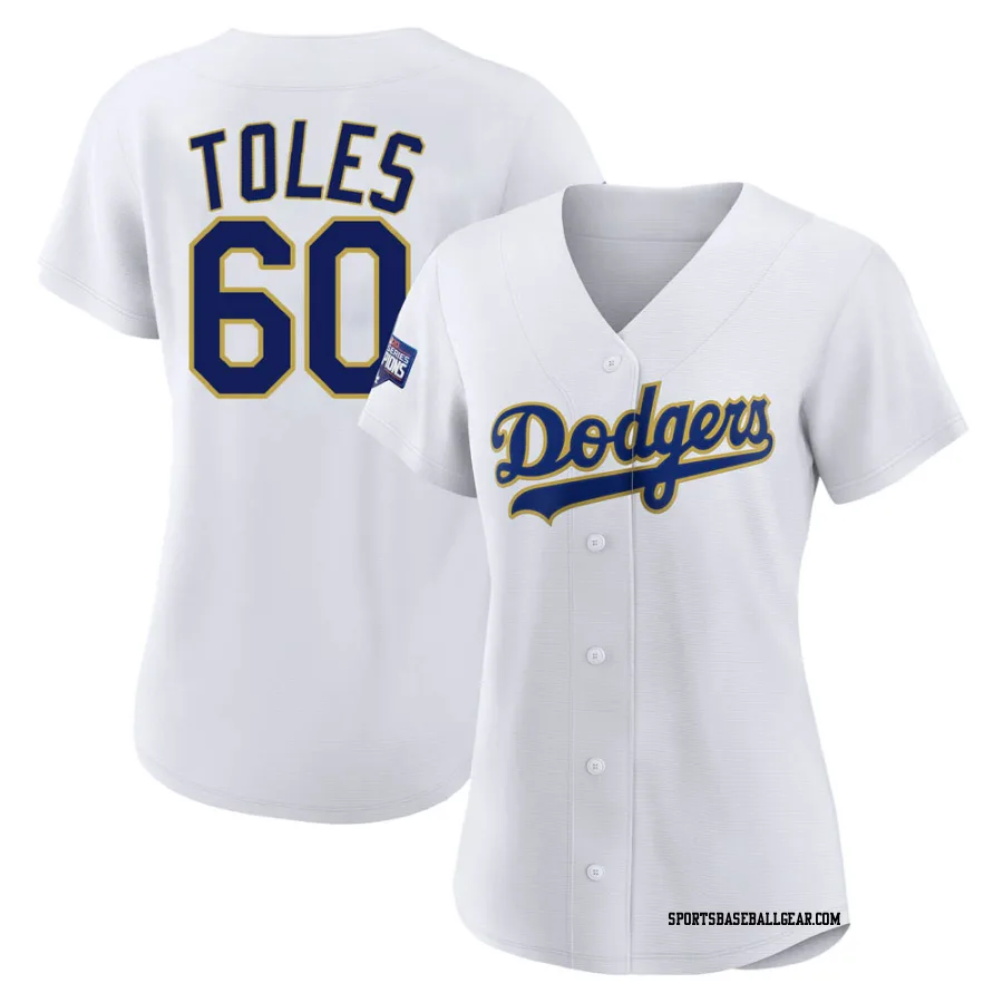 Andrew Toles Women's Los Angeles Dodgers White/Gold Authentic 2021 Gold Program Player Jersey