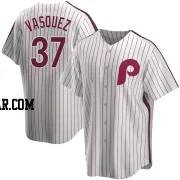 Andrew Vasquez Men's Philadelphia Phillies White Replica Home Cooperstown Collection Jersey