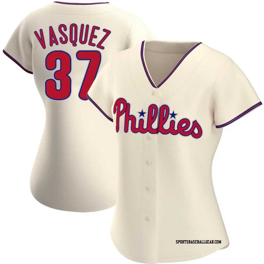 Andrew Vasquez Women's Philadelphia Phillies Cream Authentic Alternate Jersey