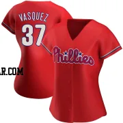 Andrew Vasquez Women's Philadelphia Phillies Red Authentic Alternate Jersey