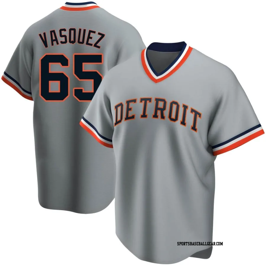 Andrew Vasquez Youth Detroit Tigers Gray Replica Road Cooperstown Collection Jersey