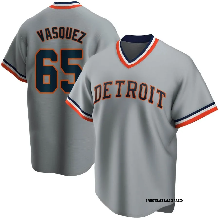 Andrew Vasquez Youth Detroit Tigers Gray Road Cooperstown Collection Jersey