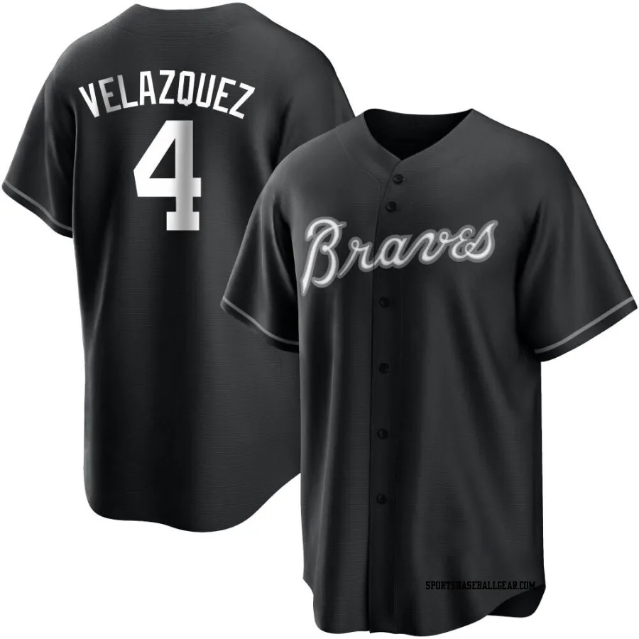 Andrew Velazquez Men's Atlanta Braves Black/White Replica Jersey