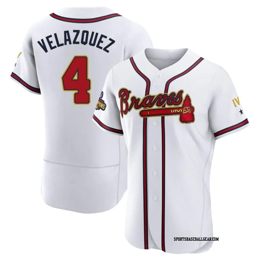 Andrew Velazquez Men's Atlanta Braves Gold Authentic White 2022 Program Jersey