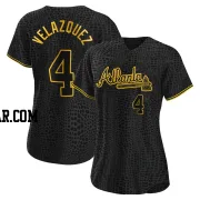 Andrew Velazquez Women's Atlanta Braves Black Replica Snake Skin City Jersey