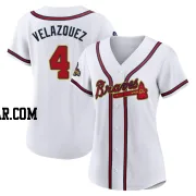 Andrew Velazquez Women's Atlanta Braves Gold Authentic White 2022 Program Jersey