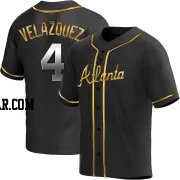 Andrew Velazquez Youth Atlanta Braves Black Golden Replica Alternate Jersey