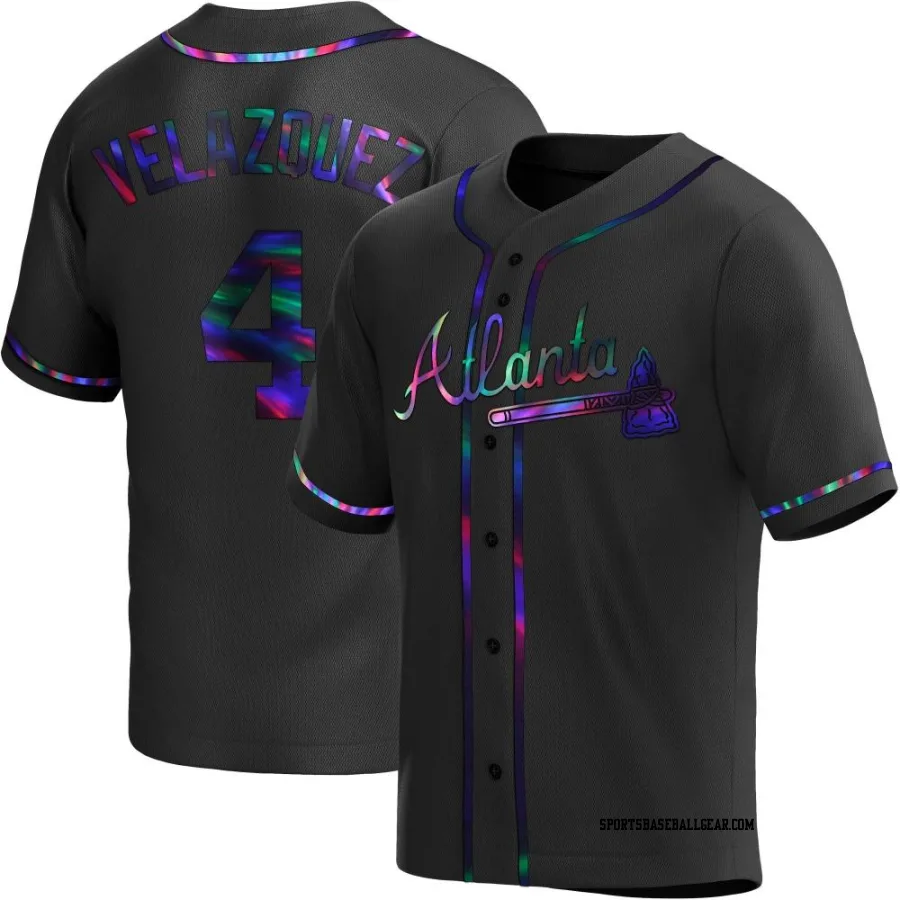 Andrew Velazquez Youth Atlanta Braves Black Holographic Replica Alternate Jersey