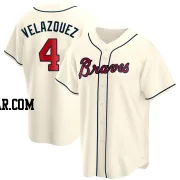 Andrew Velazquez Youth Atlanta Braves Cream Replica Alternate Jersey