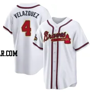 Andrew Velazquez Youth Atlanta Braves Gold Replica White 2022 Program Jersey