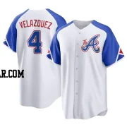 Andrew Velazquez Youth Atlanta Braves White Replica 2023 City Connect Jersey