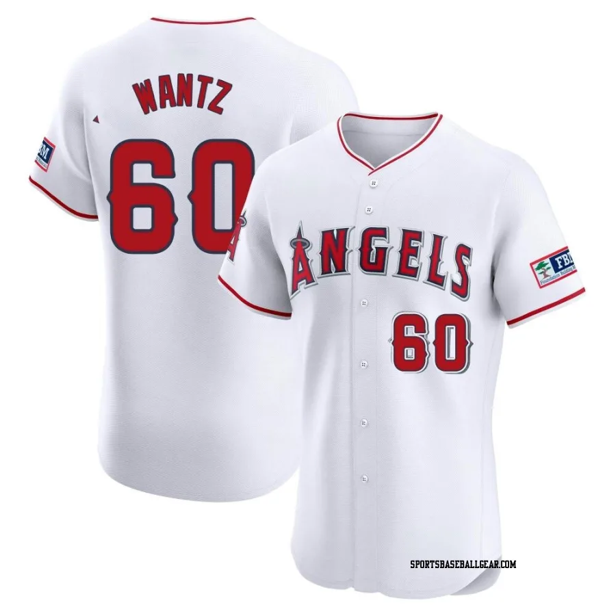 Andrew Wantz Men's Los Angeles Angels White Elite Home Patch Jersey