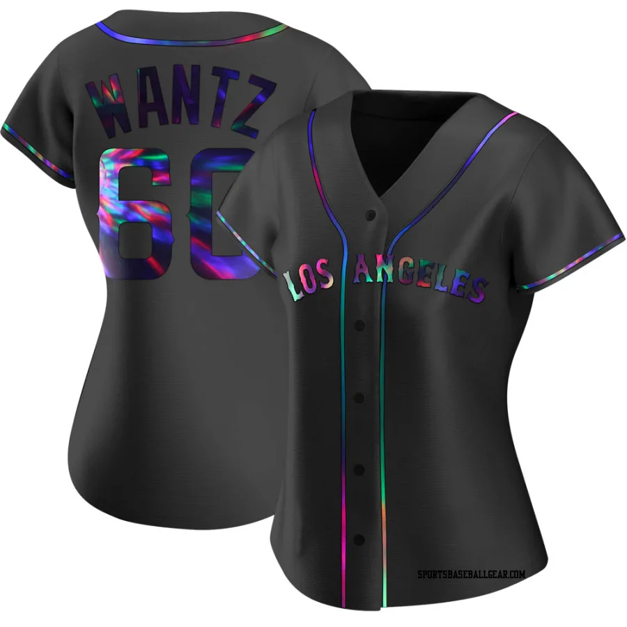 Andrew Wantz Women's Los Angeles Angels Black Holographic Replica Alternate Jersey