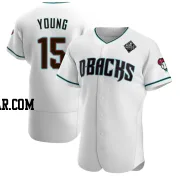 Andrew Young Men's Arizona Diamondbacks White Authentic Teal Alternate 2023 World Series Jersey