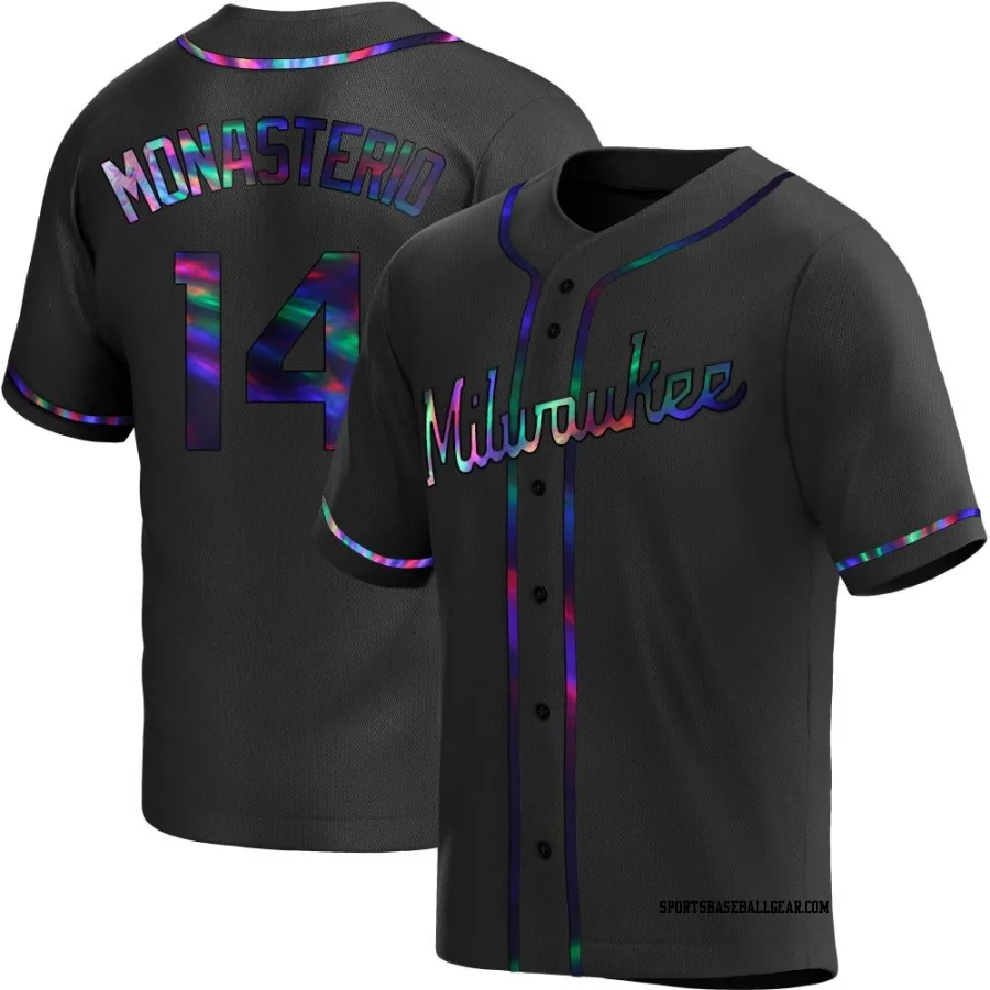 Andruw Monasterio Men's Milwaukee Brewers Black Holographic Replica Alternate Jersey