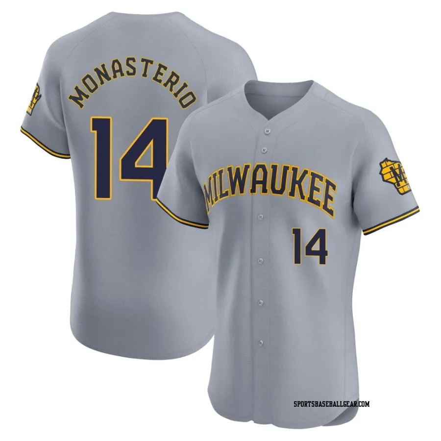 Andruw Monasterio Men's Milwaukee Brewers Gray Elite Road Jersey