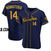 Andruw Monasterio Men's Milwaukee Brewers Navy Authentic Alternate Jersey