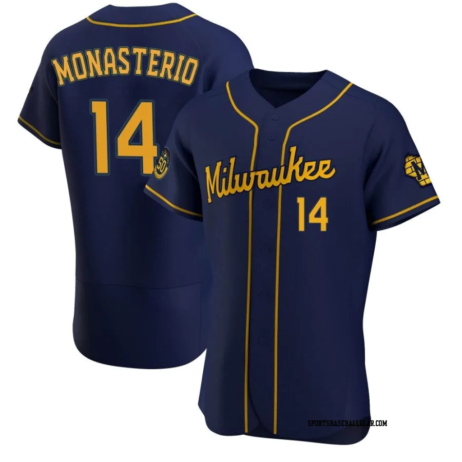 Andruw Monasterio Men's Milwaukee Brewers Navy Authentic Alternate Jersey