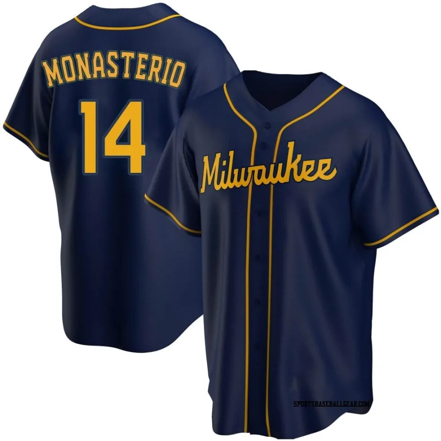 Andruw Monasterio Men's Milwaukee Brewers Navy Replica Alternate Jersey