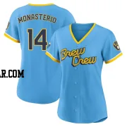 Andruw Monasterio Women's Milwaukee Brewers Blue Authentic Powder 2022 City Connect Jersey