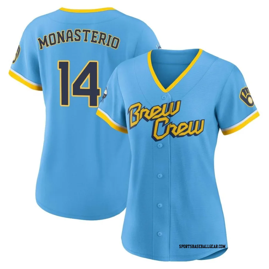 Andruw Monasterio Women's Milwaukee Brewers Blue Authentic Powder 2022 City Connect Jersey