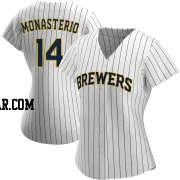 Andruw Monasterio Women's Milwaukee Brewers White/Navy Replica Alternate Jersey