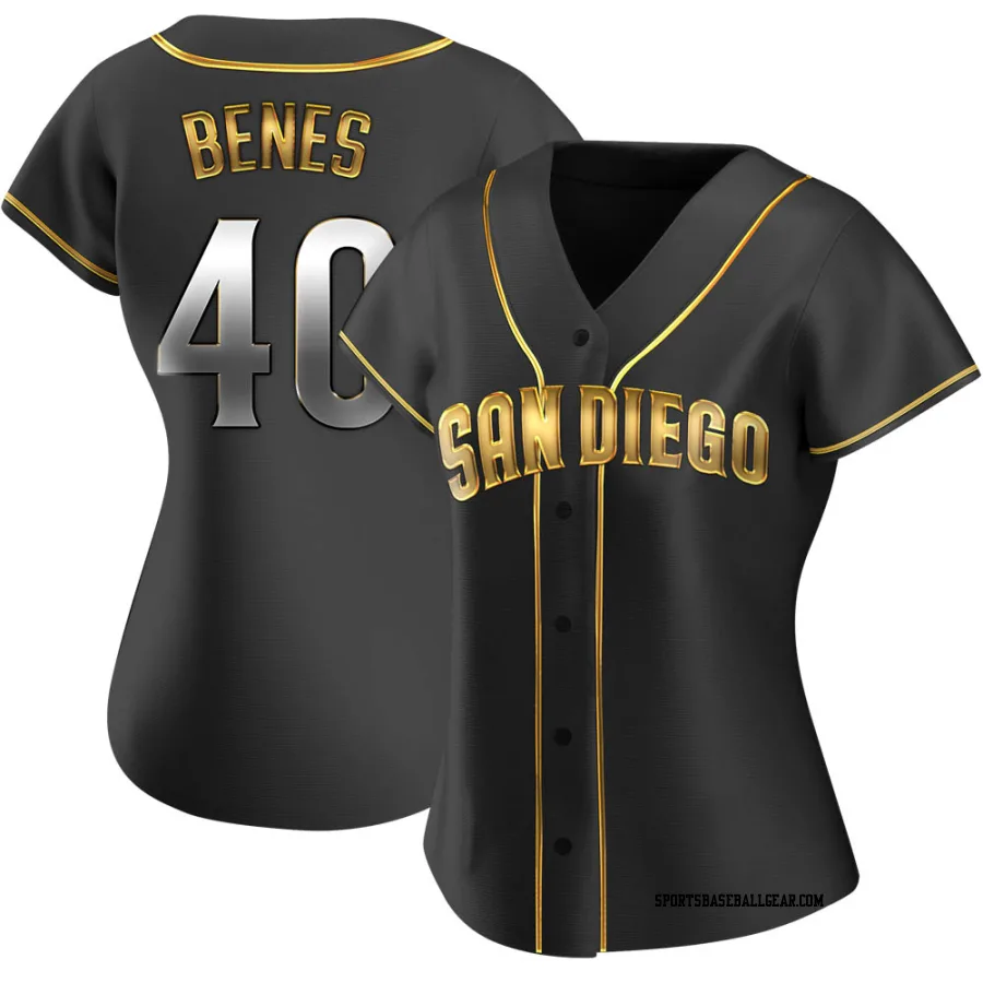 Andy Benes Women's San Diego Padres Black Golden Replica Alternate Jersey