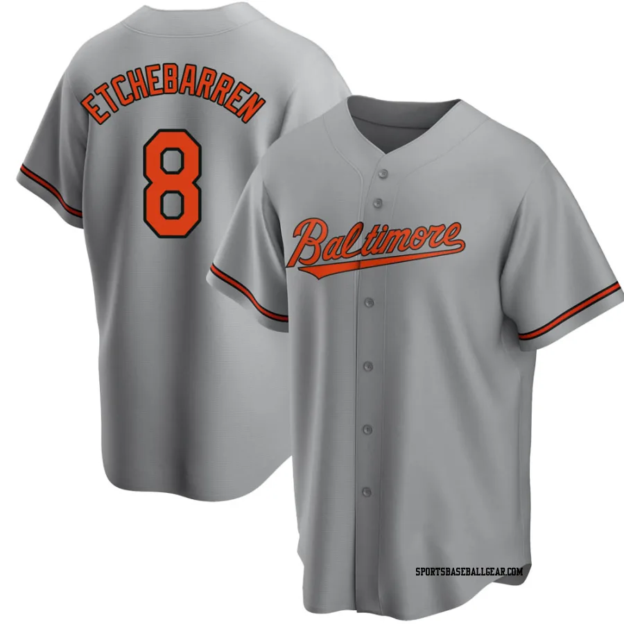 Andy Etchebarren Men's Baltimore Orioles Gray Replica Road Jersey