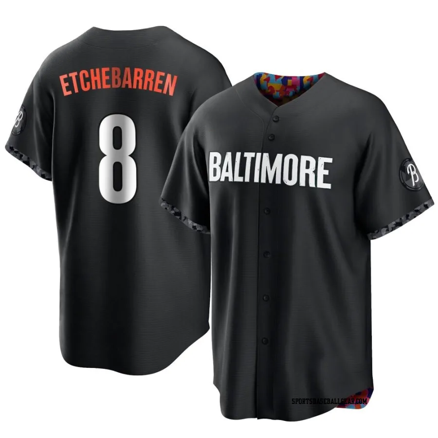 Andy Etchebarren Youth Baltimore Orioles Black Replica 2023 City Connect Jersey