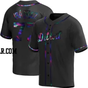 Andy Ibanez Men's Detroit Tigers Black Holographic Replica Alternate Jersey