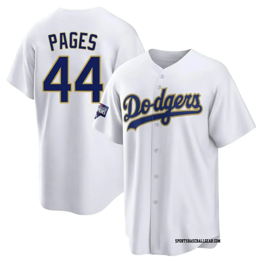 Andy Pages Men's Los Angeles Dodgers White/Gold Replica 2021 Gold Program Player Jersey