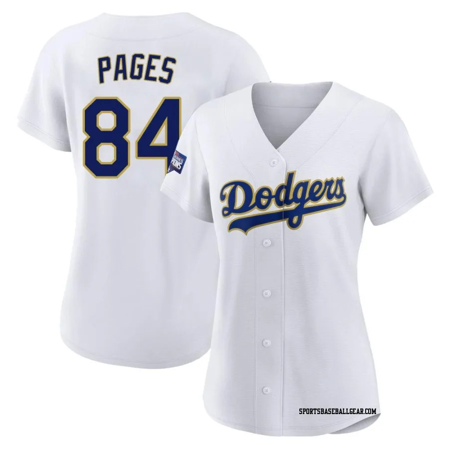 Andy Pages Women's Los Angeles Dodgers White/Gold Replica 2021 Gold Program Player Jersey