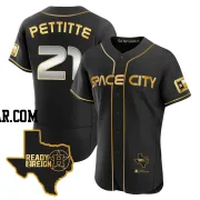 Andy Pettitte Men's Houston Astros Black/Gold Authentic 2023 Space City Ready 2 Reign Flex Base Jersey