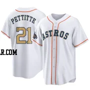 Andy Pettitte Men's Houston Astros Gold Replica White 2023 Collection Jersey