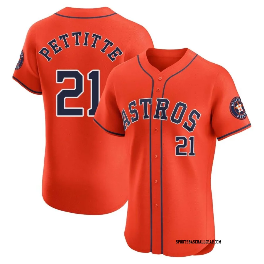 Andy Pettitte Men's Houston Astros Orange Elite Alternate Vapor Premier Jersey